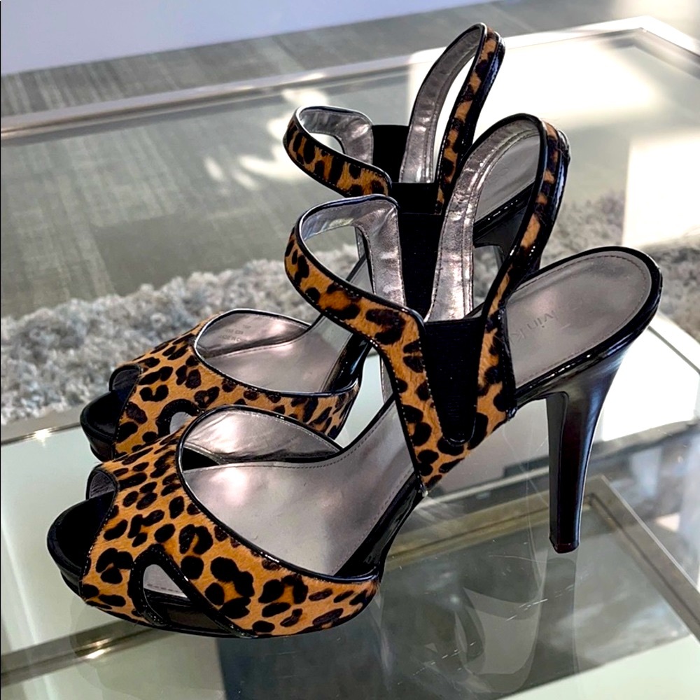 Leopard Skin Heels Sandals - Picture 2 of 4